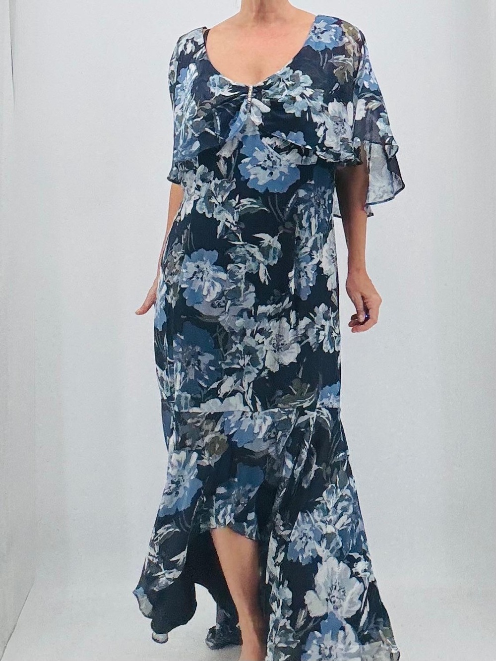 R&M Richards Whimsigoth Ethereal Fairy Floral Cocktail Wedding Guest Cape Dress - Picture 2 of 16
